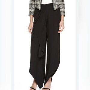 Haute Hippi Black Drape Front Asymmetrical Crepe Pants Women's 6 Comfy EUC